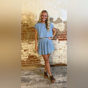 Stylish Denim Women's Skirt Set